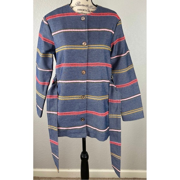 NWT Anthropologie DOLAN Piccadilly Belted Tweed Striped Jacket, size XS - Picture 2 of 12